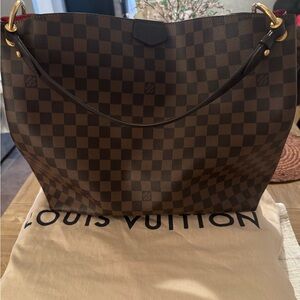 Graceful MM Damier Ebene Louis Vuitton Red and Brown Interior Detail